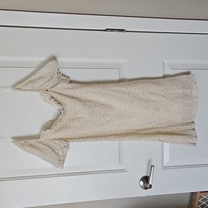 Size Small stretchy white polka dot dress